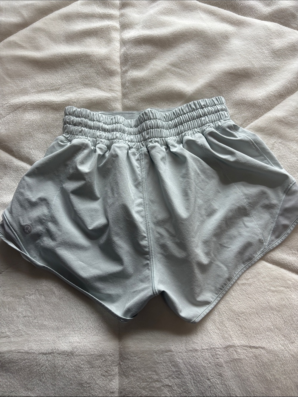 Women's High-Waist Athletic Shorts - Light Blue - Picture 2 of 2